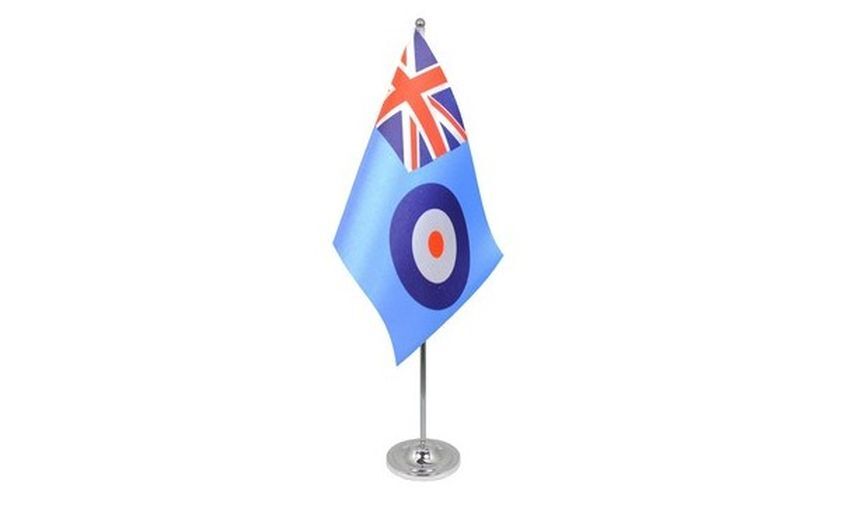 RAF ENSIGN PRESTIGE TABLE FLAG 6'' x 9'' Satin - ROYAL AIR FORCE -  BRITISH ARME