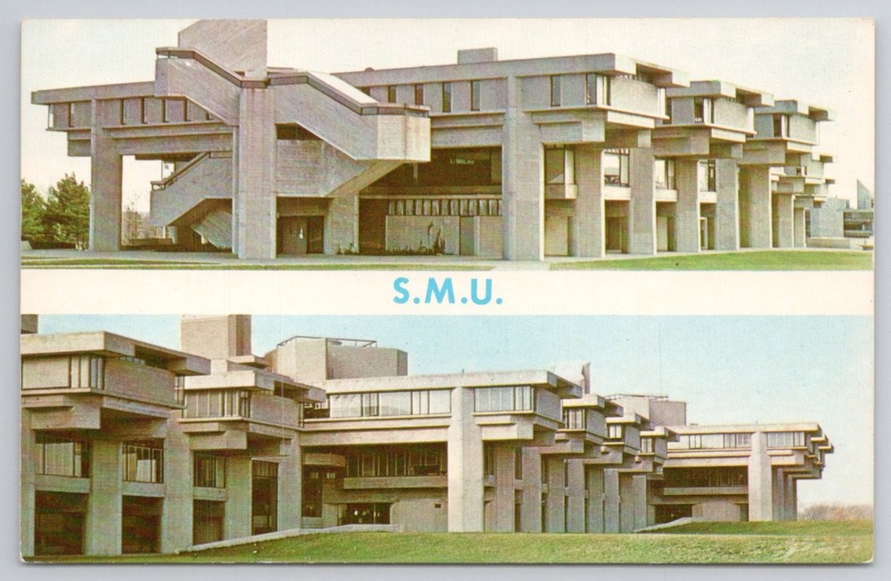 SMU Dartmouth MA Brutalist Architecture Lusterchrome Postcard 1960s 1970s