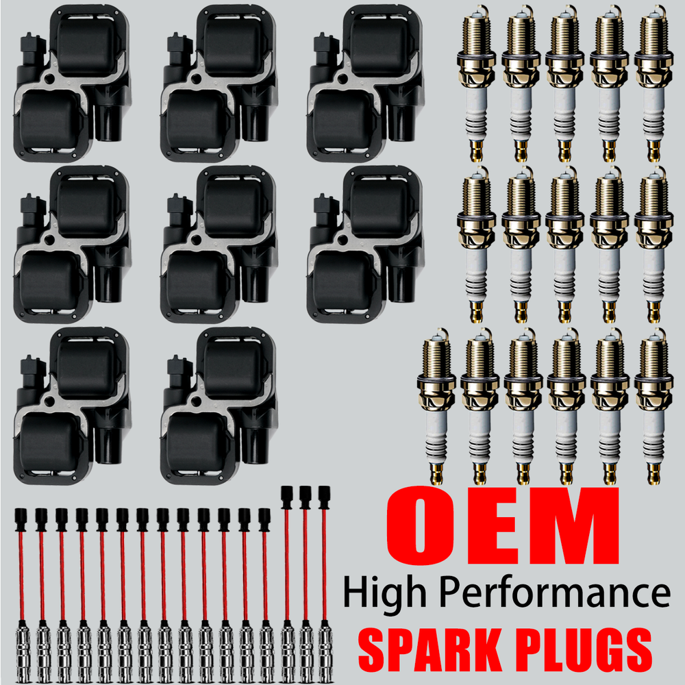 OEM Ignition Coils Iridium Spark Plugs Wires Kit For Mercedes C CL ML UF359