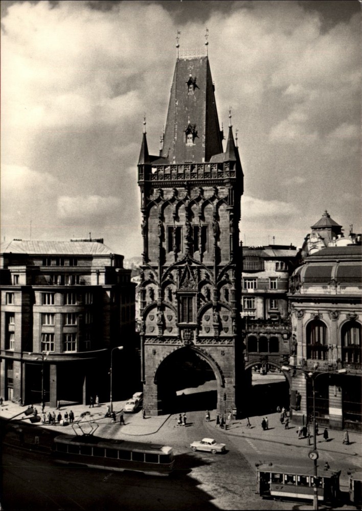 RPPC Powder Tower Prague Czech Republic vintage postcard y221