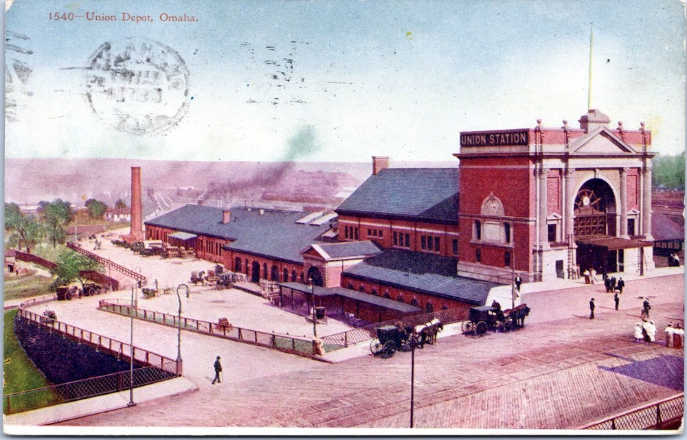 Union Depot, Omaha, Nebraska - 1907 Divided Back Postcard - Railroad Station
