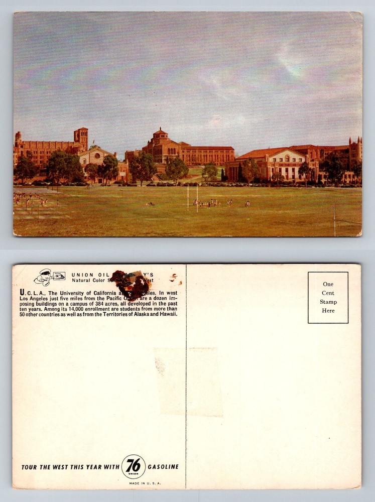 Los Angeles CA-California, UCLA Campus Westwood Aerial View Vintage Postcard