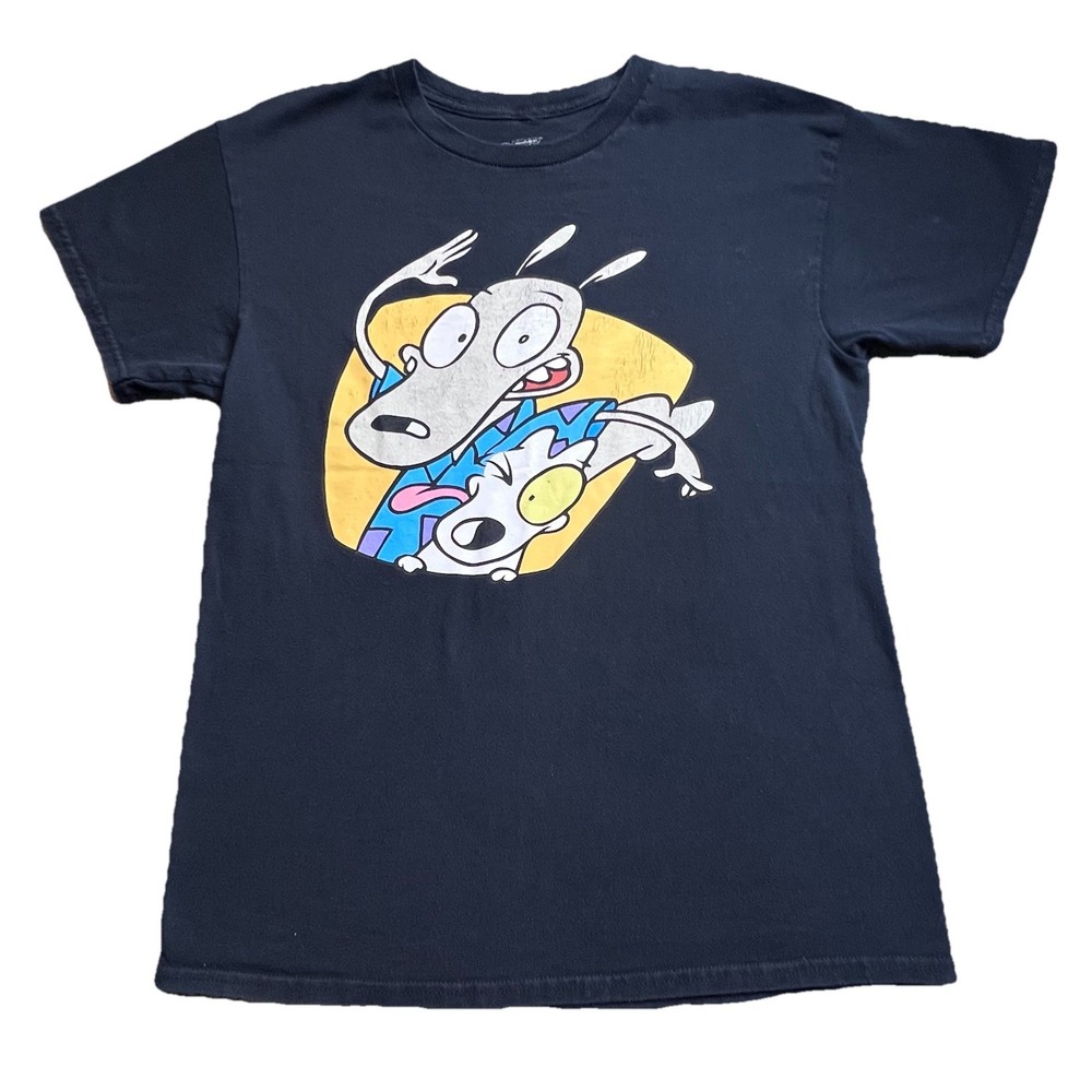 Rocko's Modern Life Black Graphic Print Short Sleeve T Shirt Mens Size Medium