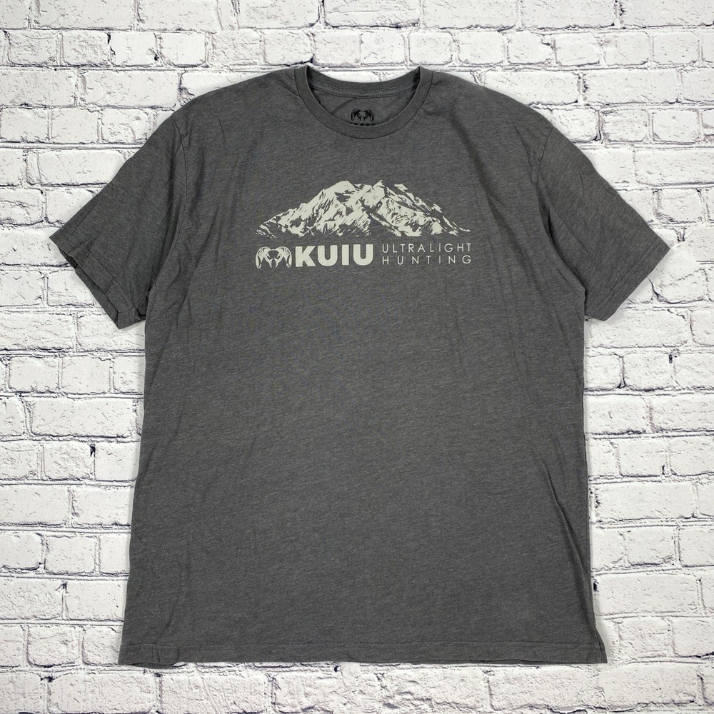 KUIU T-Shirt Men’s 2XL Gray Mountain Logo Ultralight Hunting Tee Gorpcore Hiking