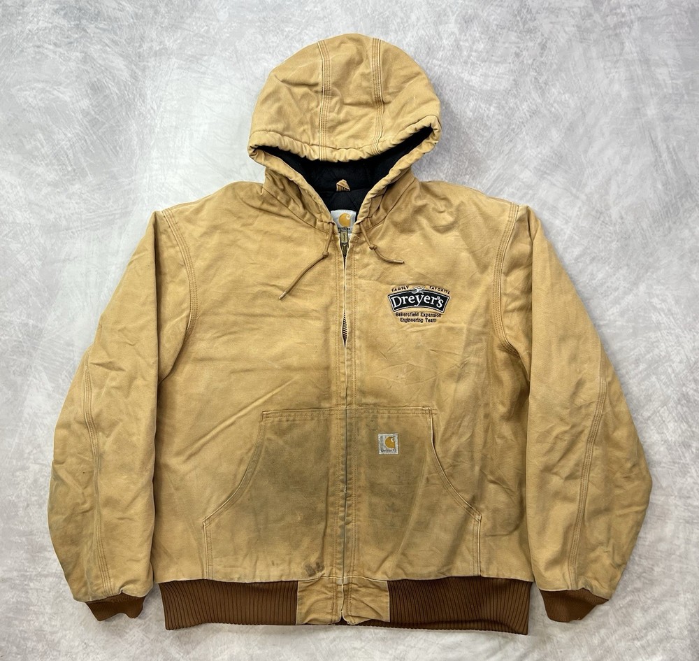 Vintage Carhartt J140 BRN Hooded Jacket Size L  Quilted