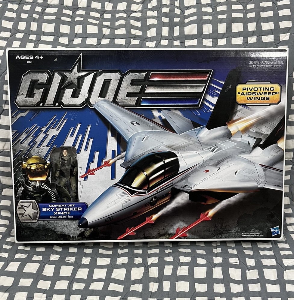 GI Joe 30th Combat Jet Skystiker XP-21F w Capt. Ace Pilot Rare Set MISB Haslab-image