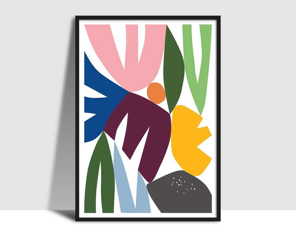 Printable Botanical Collage Wall Art Original Contemporary Poster Flower Poster