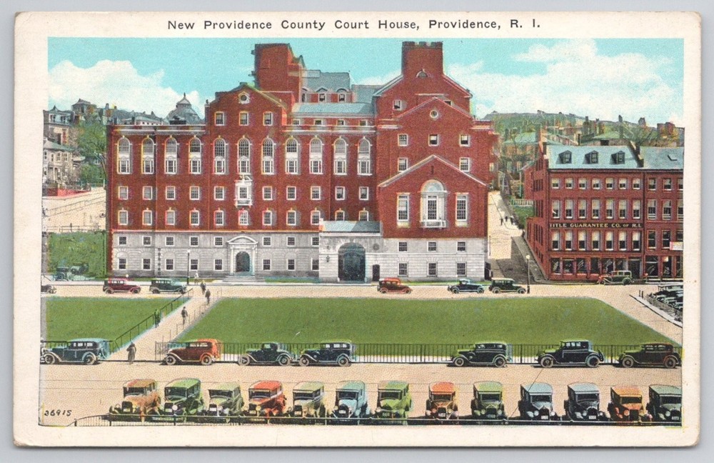 Providence RI New County Court House Vintage Postcard 1930s Cars