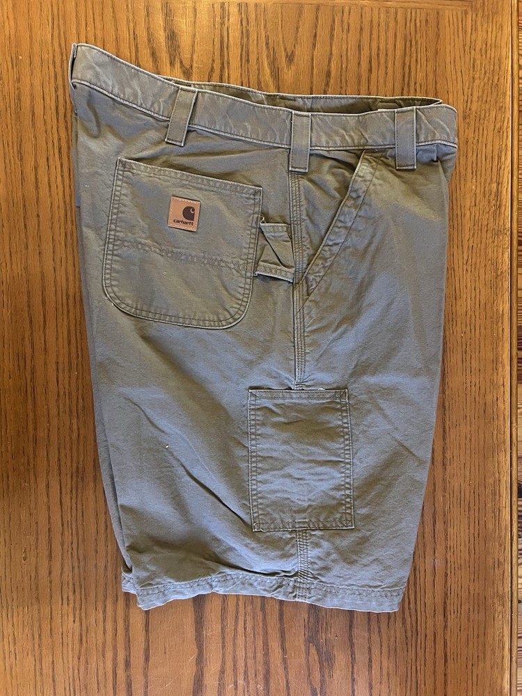 Carhartt Relaxed Fit Carpenter Shorts Mens 40 Olive Green Canvas Work Utility |N