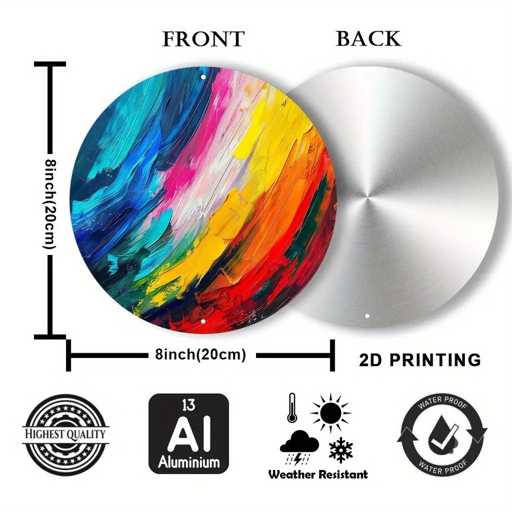 Brilliant Abstract Round Metal Wall Art Multicolor