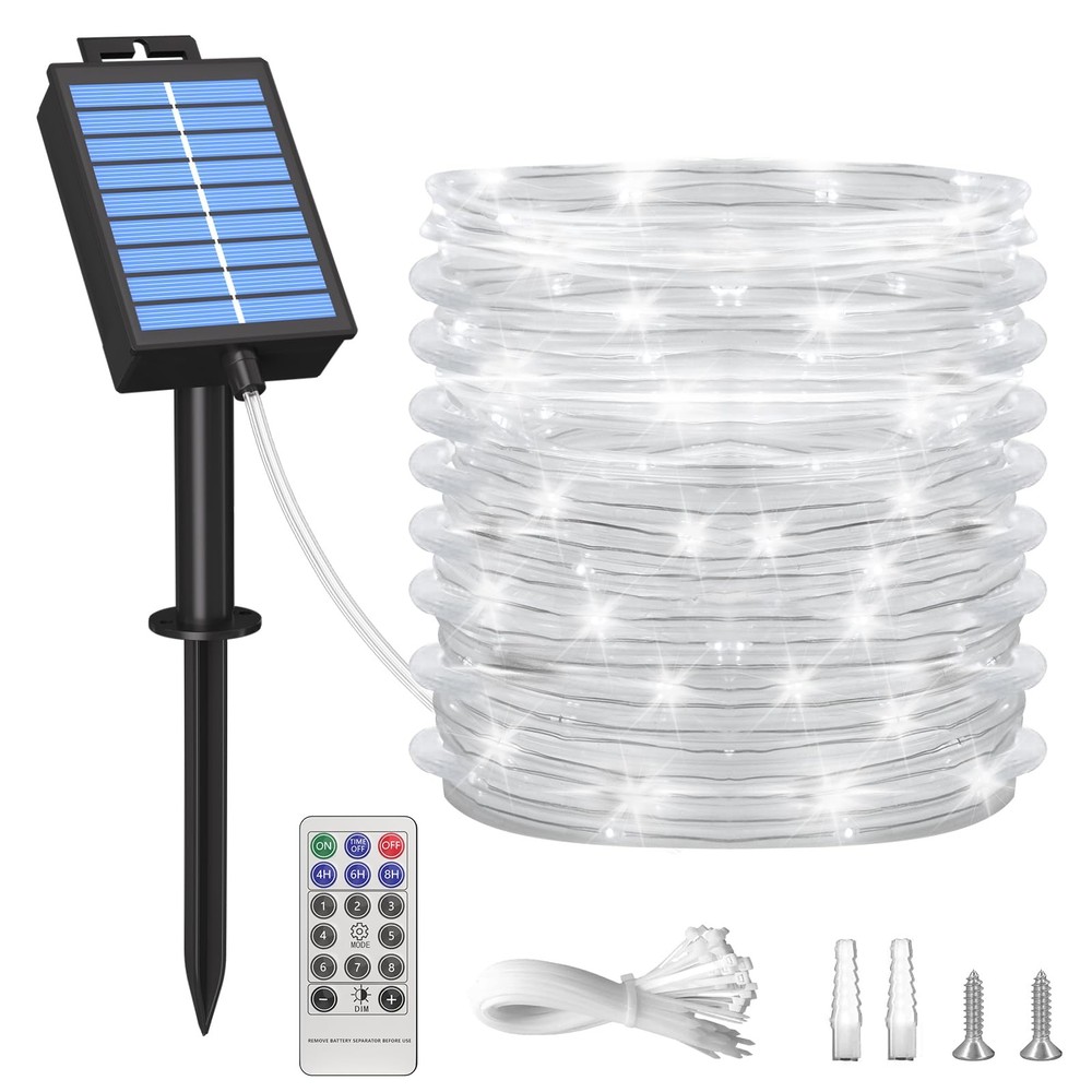39FT Solar Rope Lights with 100LEDs IP67 Waterproof Outdoor String Lights