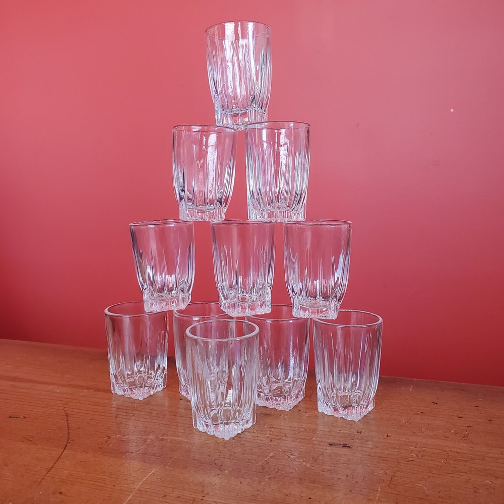 Set of 11 Vintage Federal Shot Glasses for Bar Cocktail or Mancave Glassware Collection