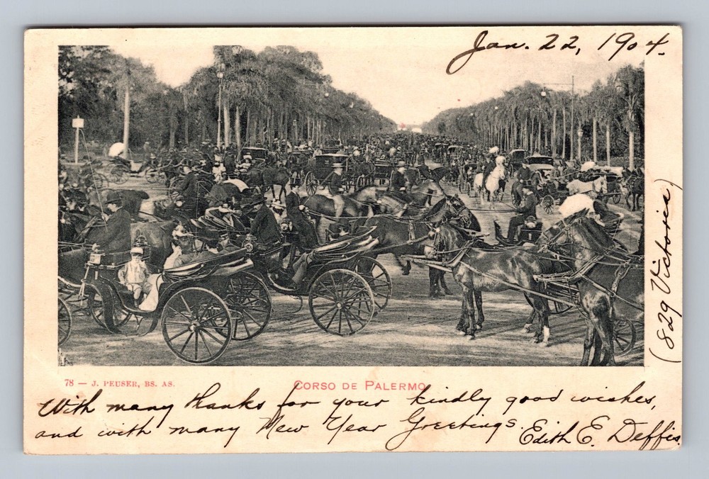 Italy- Palermo Street Horsess & Carriages Souvenir Old Postal Vintage Postcard