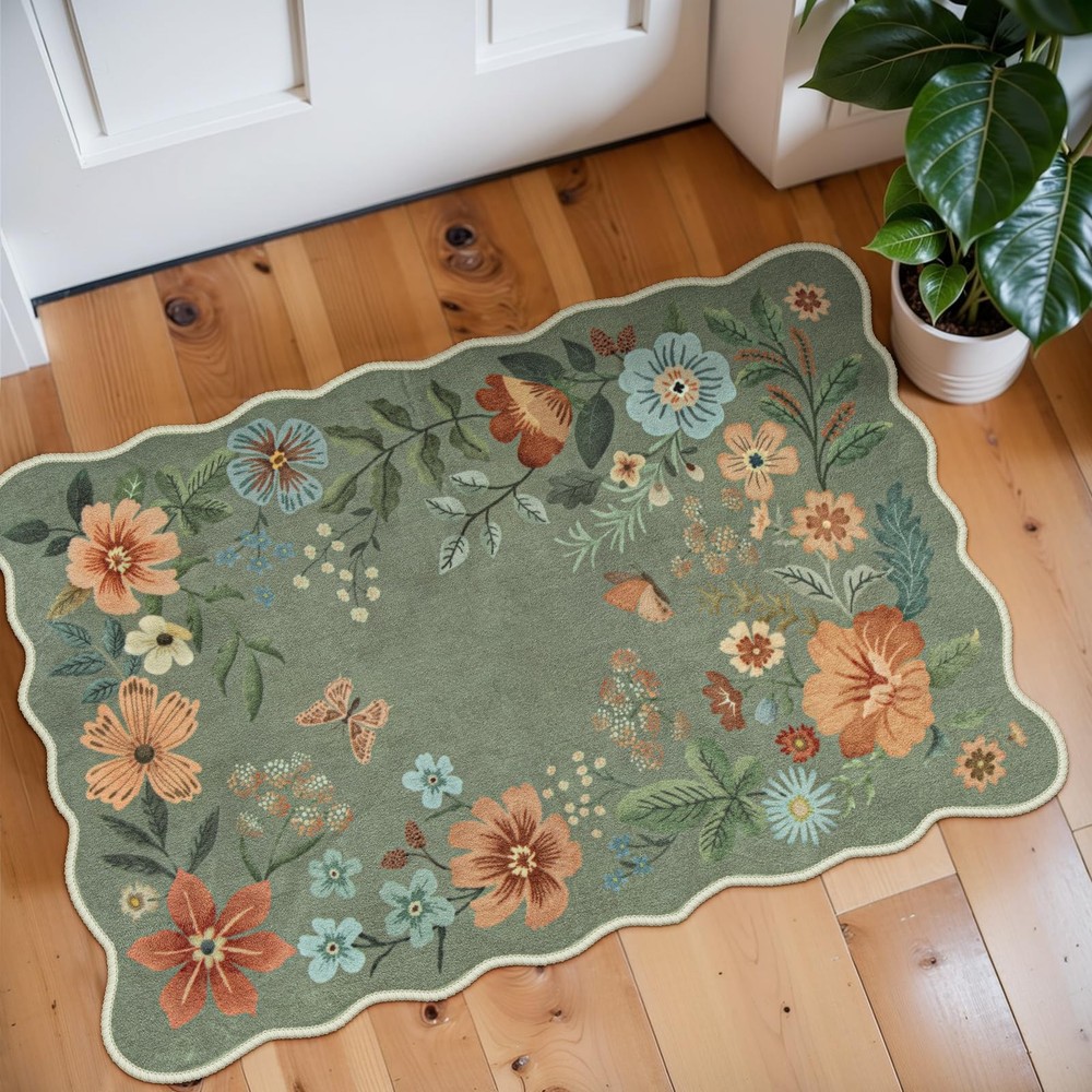 Lahome Floral Rugs for Entryway, 2X3 Washable Kitchen Rugs UltraThin Soft Rug...