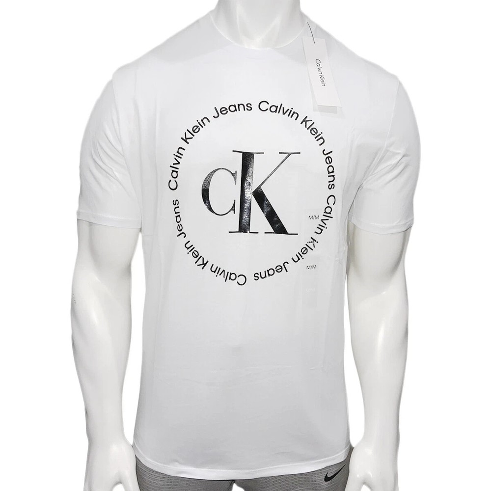Msrp $54.99 Nwt Calvin Klein Mens White Crew Neck Short Sleeve T-Shirt Size L Xl