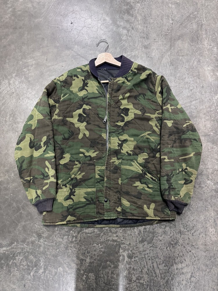 1960s Vintage Camo Quilted Zip Up jacket Mens Size Large
