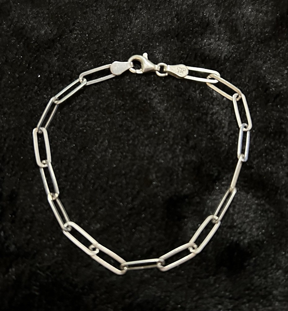 Dyadema Sterling Silver 3.5mm Polished Paperclip Chain Bracelet - 7 in, 2.2 G
