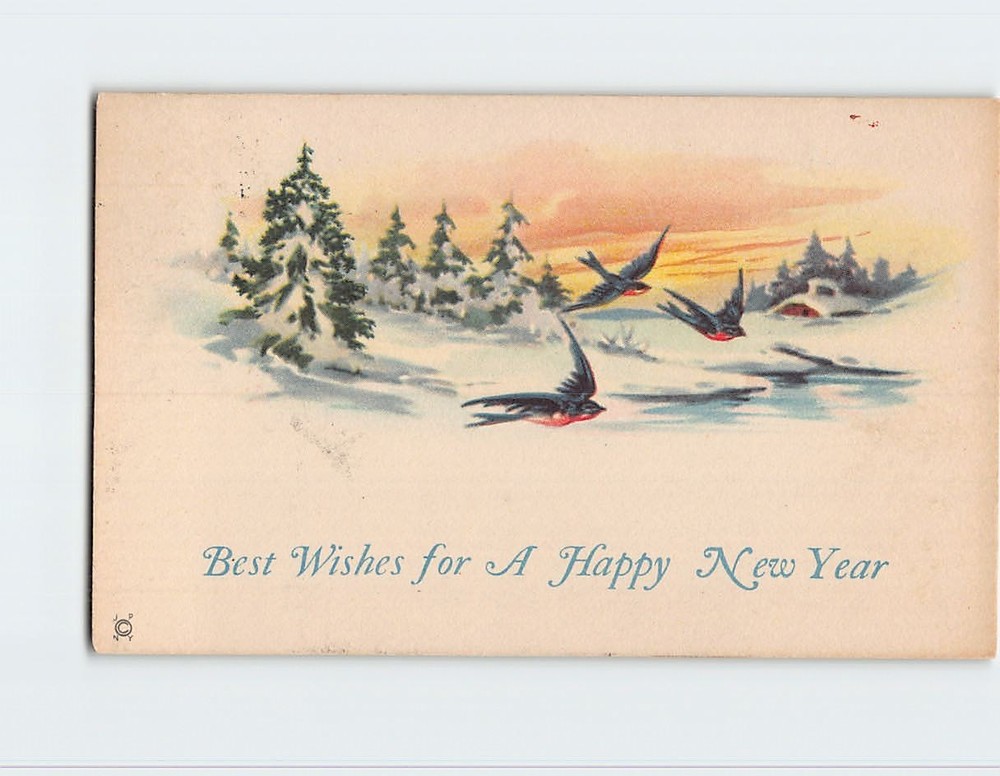 Postcard Winter Scene Art Print New Year Holiday Greeting Card