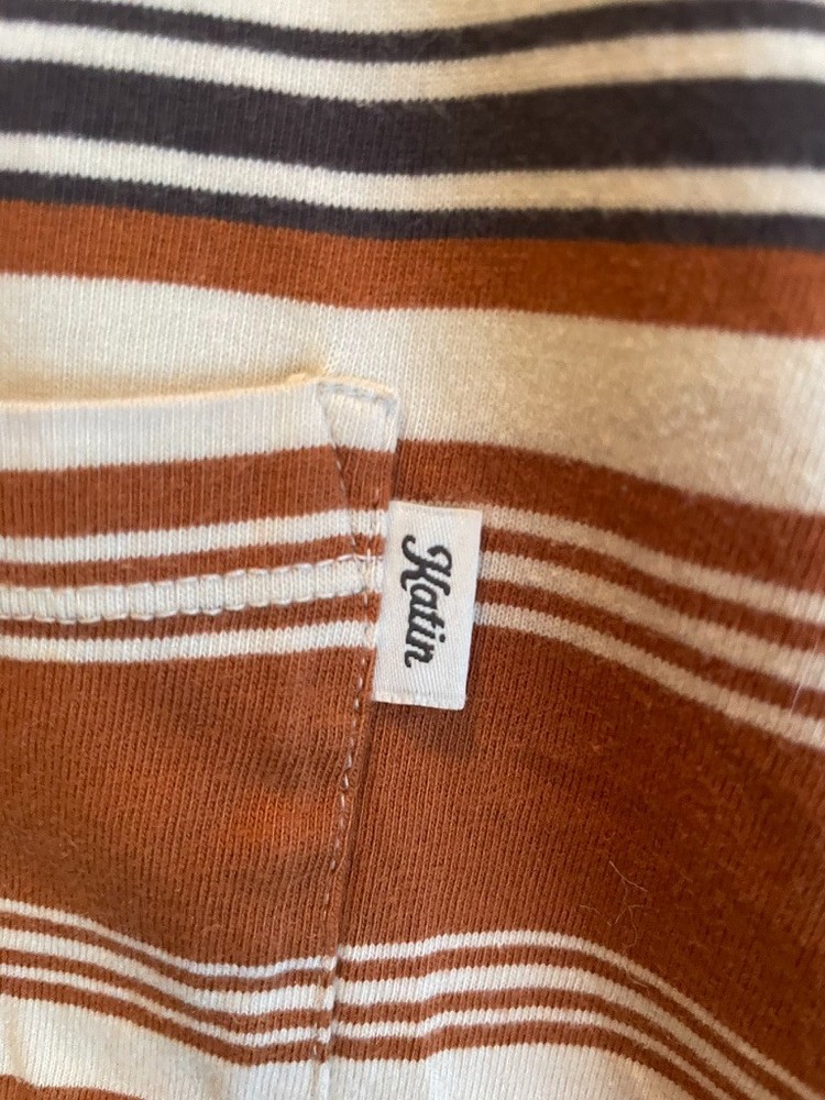 Katin Travis Striped Pocket Henley Shirt brown Rare Men’s Sz xL