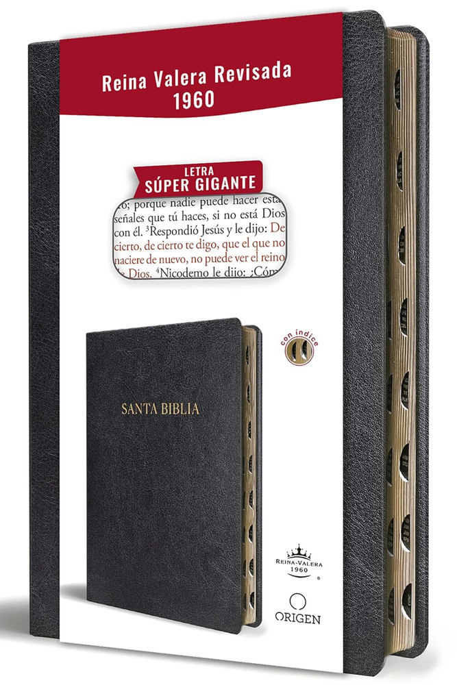 Biblia Reina Valera Revisada 1960 Letra Súper Gigante, Símil Piel Negra Con Índi