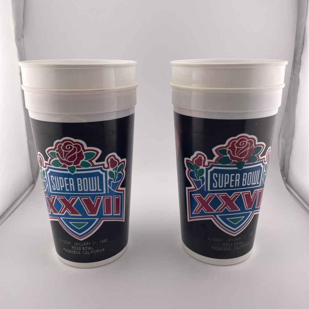 1993 NFL Super Bowl XXVII Rose Bowl Pasadena Coke Plastic Cup Lot of 4