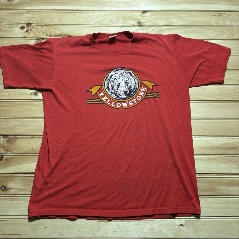 Vintage 80s Yellowstone National Park Grizzly Bear Wildlife 1986 Shirt Size XL