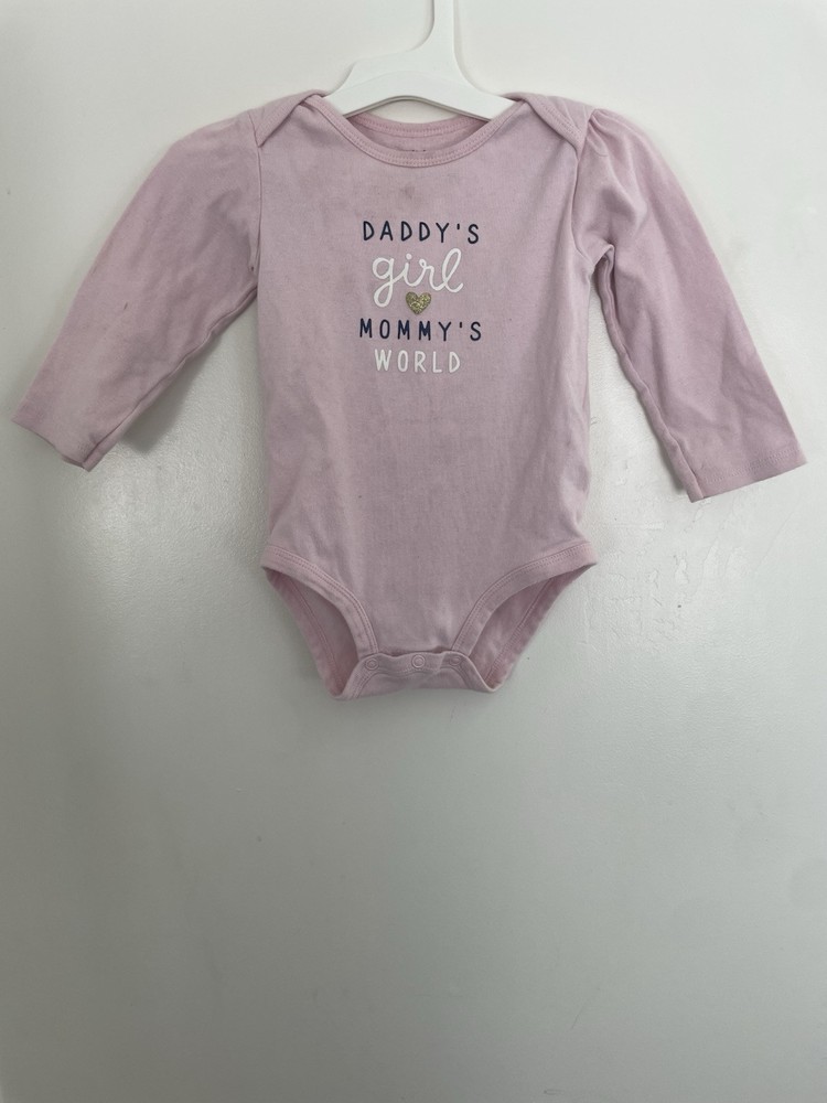 Carter's Baby Girls Gold Glitter Heart 100% Cotton Long Sleeve Bodysuit Pink 18M