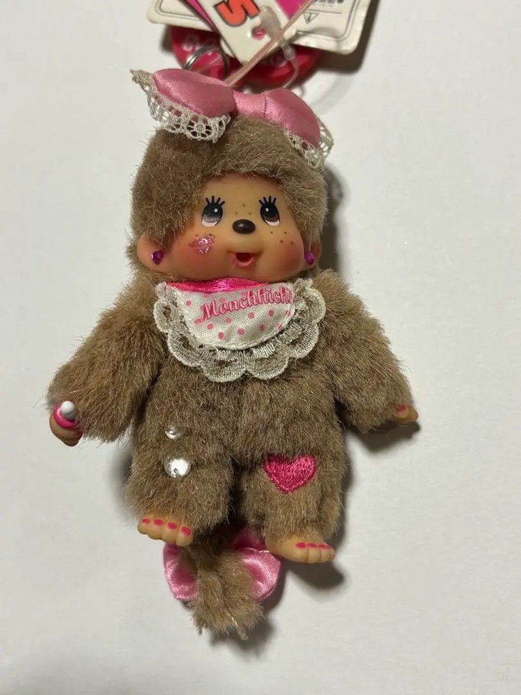 Monchhichi Sekiguchi OTONALAB Vanilla Pink Mascot Strap Keychain Retro Rare FS