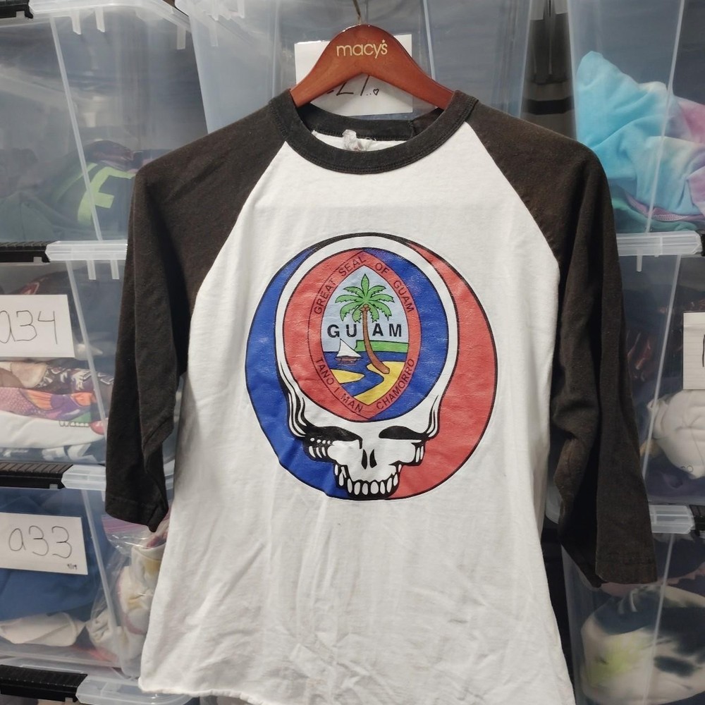 Grateful Dead Guam Shirt Chamorro Islander Grassroots Baseball Ringer M A329
