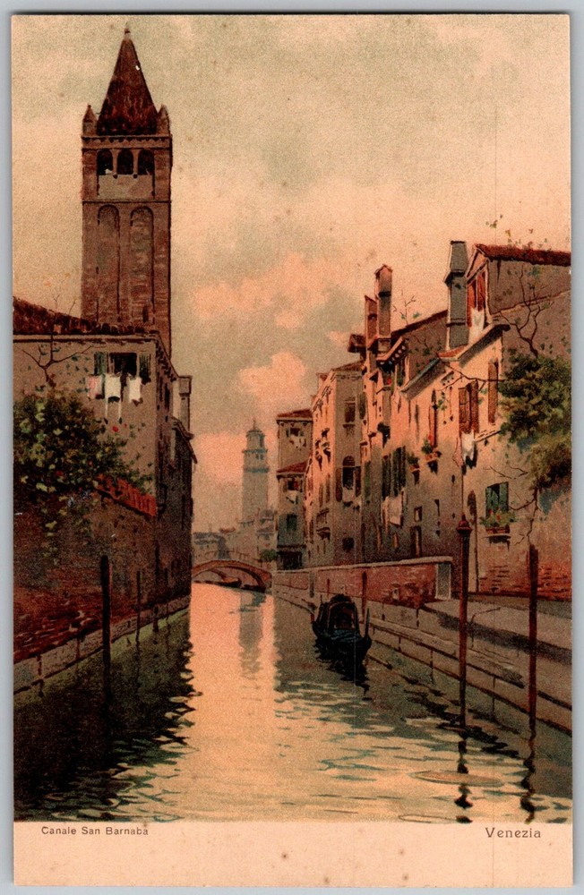 Antique Postcard Canale San Barnaba Venice, It 1910s