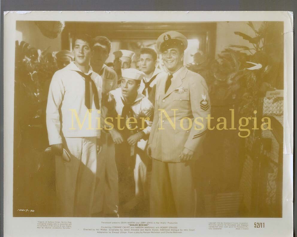 Vintage Photo 1952 Jerry Lewis Dean Martin in Sailor Beware