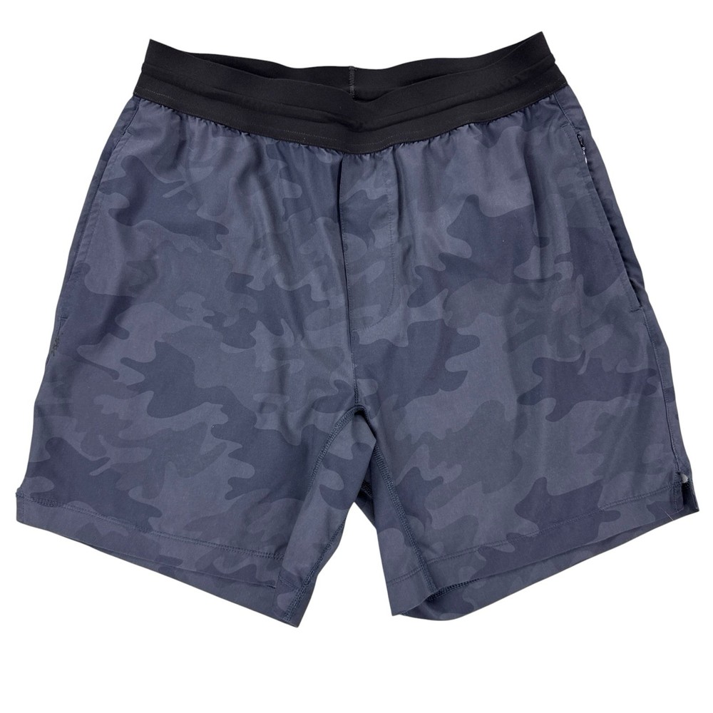 Rhone Mens Mako Shorts Camo Zip Pockets Navy Blue 7