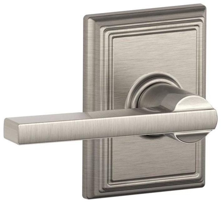Schlage F10-LAT-ADD Latitude Reversible Passage Door Lever in Satin Nickel