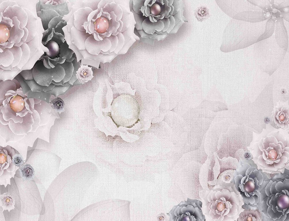3D Hand Drawn Floral Pearl Wall Murals Wallpaper Murals Wall Sticker