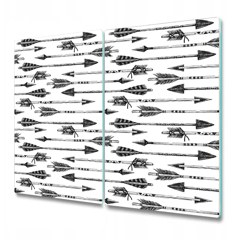 Glass Induction Ceramic Hob Cover Hand drawn arrows white and gray 2x30x52
