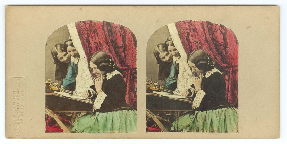 G5182~ JAMES ELLIOTT –Inquisitiveness - Tinted 1860s UK Genre Stereoview