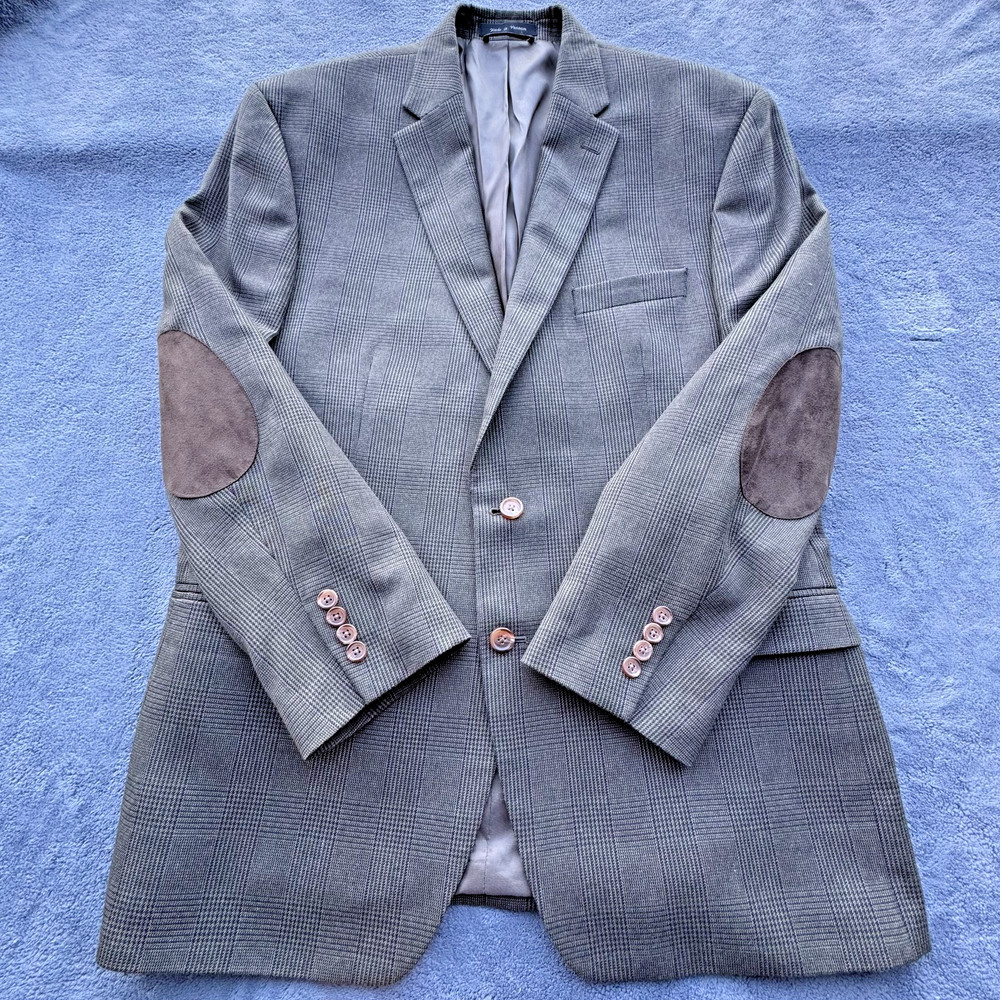 Lauren Ralph Lauren Blazer Mens 46R Plaid Elbow Patch Classic Sport Coat Jacket