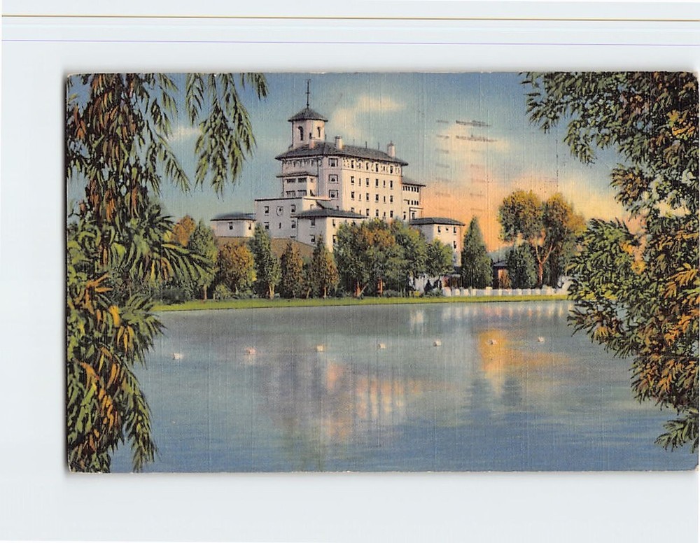 Postcard Vista of Broadmoor Hotel from the Lake Pike Peak Colorado USA