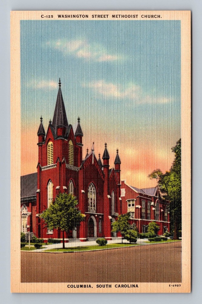 Columbia SC-South Carolina Washington Street Methodist Church Vintage Postcard
