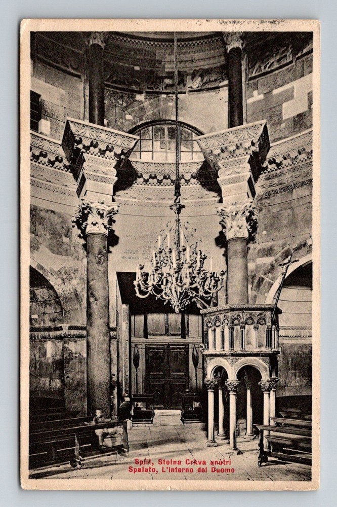Croatia- Split Interior Of The Cathedral Old Postal Card View Vintage Postcard