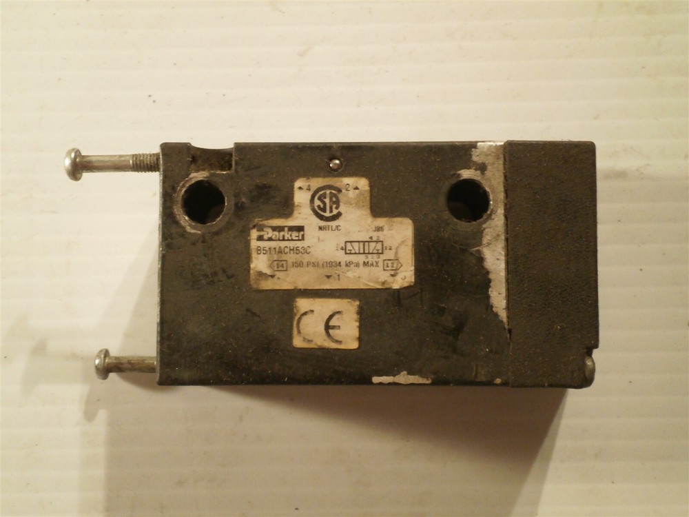 As shown PARKER B511ADH53C SOLENOID VALVE 150PSI MAX W/ P02824H53 SOLENOID COIL