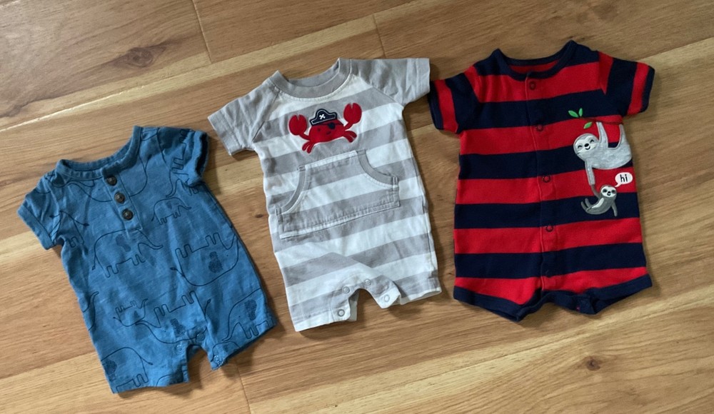 Carter’s 3 Baby Boy Rompers Size Newborn