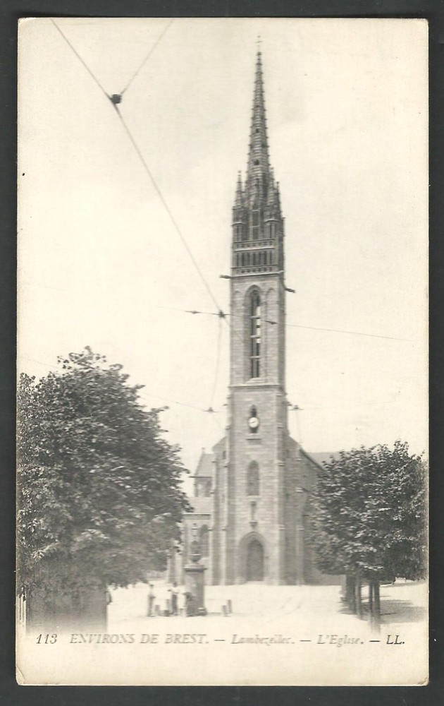 Enivirons of BREST FRANCE Lambezellec - L'Eglise - CHURCH Real Photo RPPC 1918