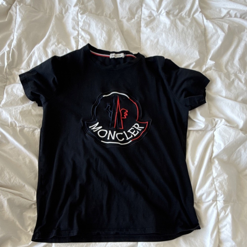 Moncler Black Logo Cotton Jersey Short Sleeve Men's Crew Neck T-Shirt