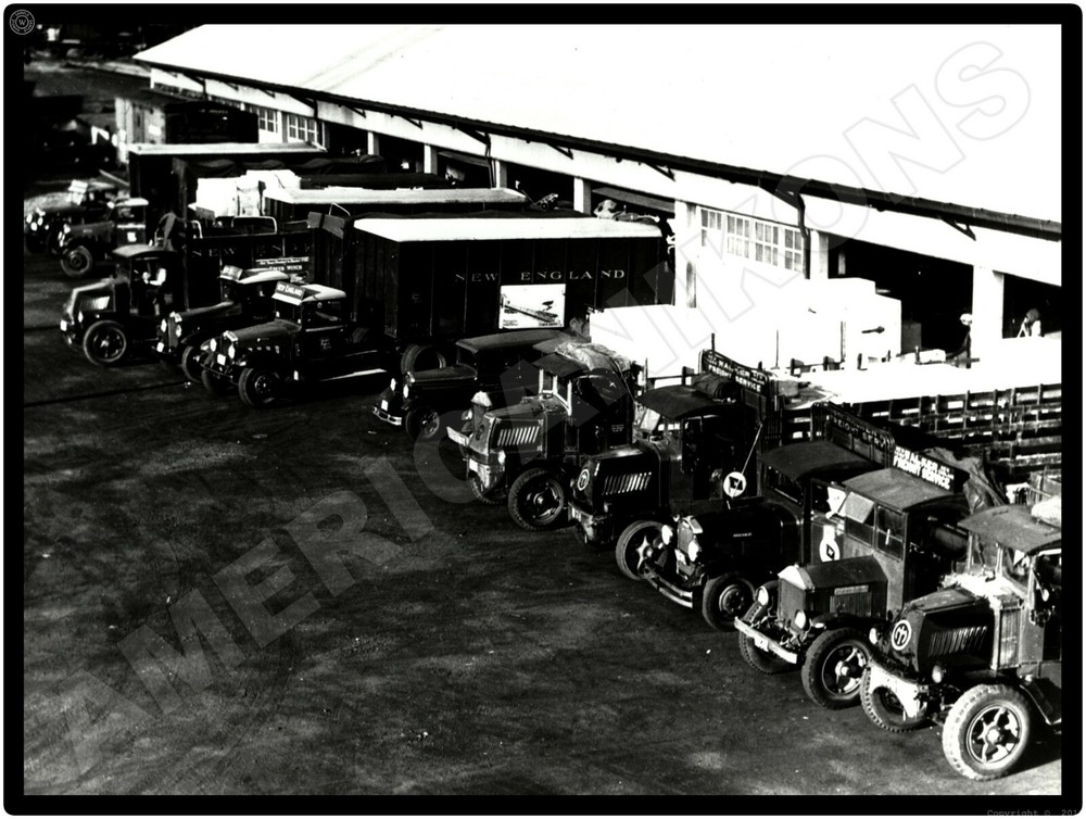 1939 Mack Trucks AC New Metal Sign: Trucks in Line at Loading Dock