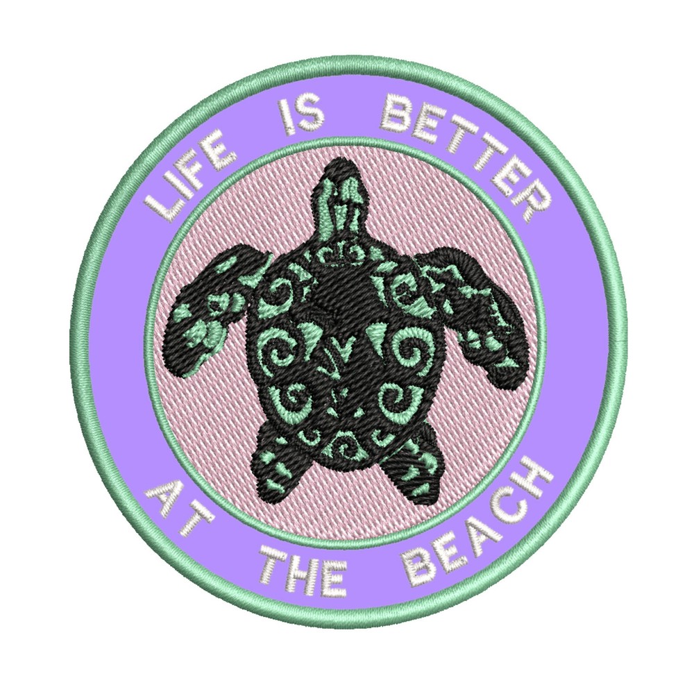 Life Is Better Turtle Patch Embroidered Iron-On Applique Nature Travel Souvenir