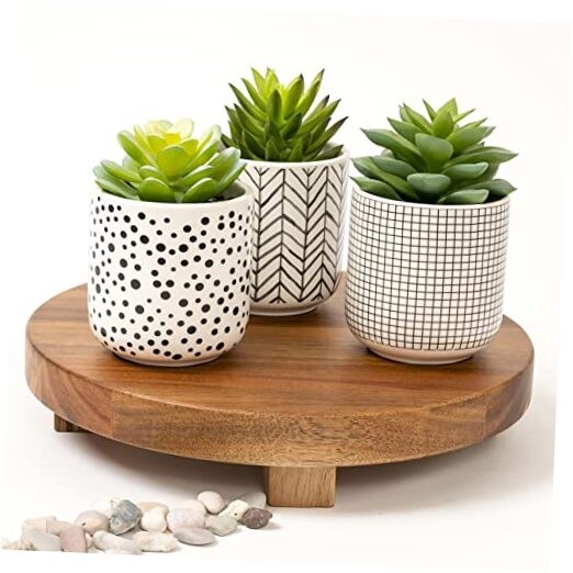 9-inch wide round acacia wood pedestal stand riser board