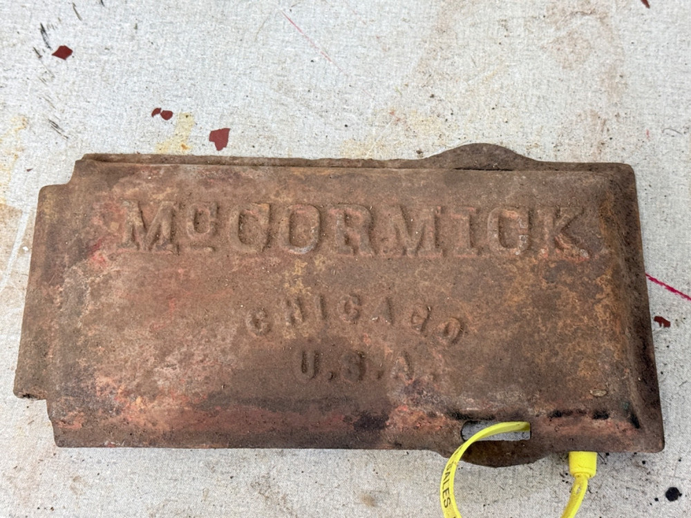 Antique McCormick Tractor Chicago U.S.A. Tool Box Lid Cover Cast Iron OEM