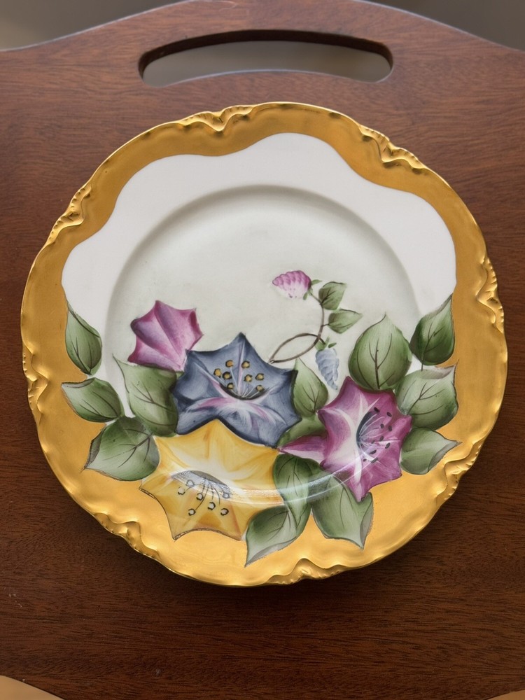 Hutschenreuther Selb Bavaria German Hand-Painted Floral Trio 10” Plate