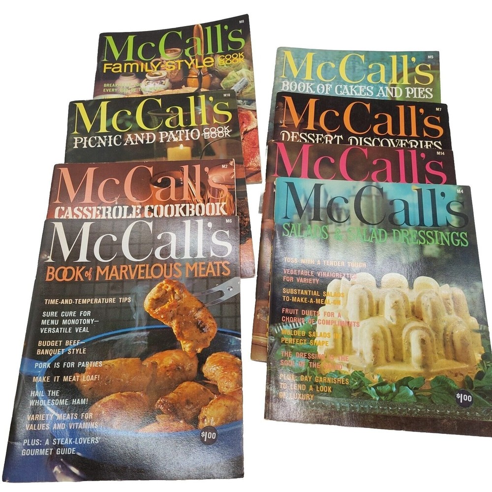 McCall's Cookbook Collection Paperback Lot Of 8 Recipes 1960s Vintage